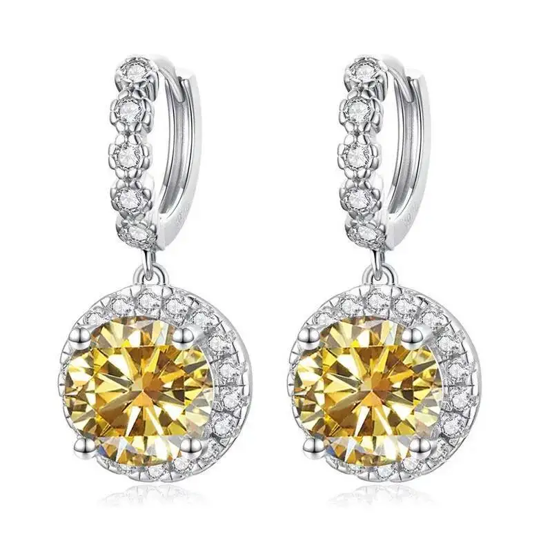 JoiasHome Super funkelnde mehrfarbige Moissanit-Tropfen-Creolen aus S925-Silber für Damen, edler Schmuck, Geschenk für Dating-Partys – Detail 9