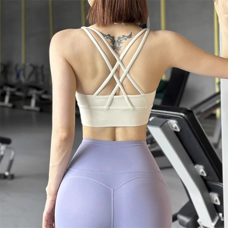 TRY TO BN Yoga Sports Bra Breathable Nylon Women Tank Top Naked Feeling Fitness Underwear Athletic Outdoor Exercise Workout Vest