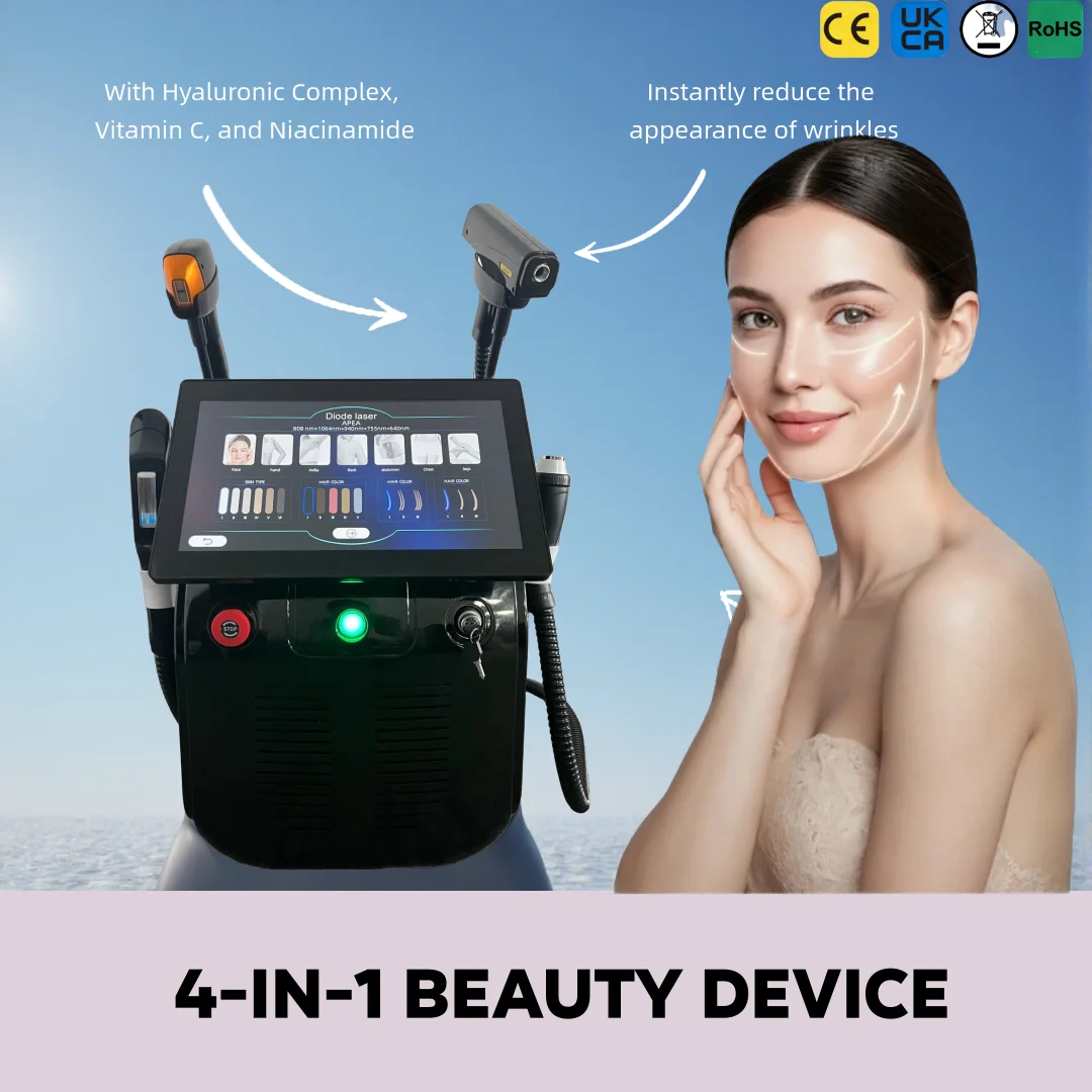 

Multifunctional 4-in-1 Beauty Machine IPL RF Diode Pico Laser for Hair Removal Tattoo Removal Pigment Treatment Facial Lifting P