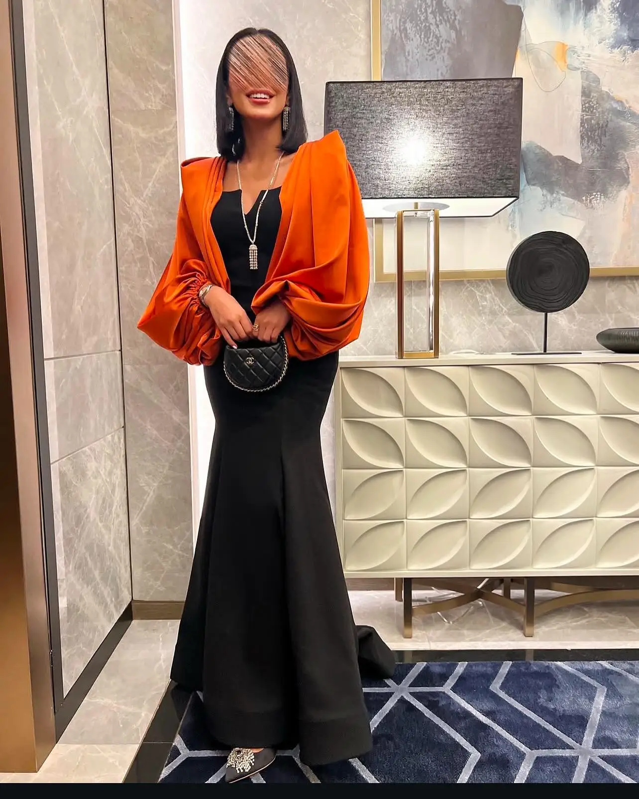 تخصيص مزاجه جيرسي حورية البحر فساتين السهرة حساسة طويلة الأكمام ساحة الرقبة فساتين المشاهير حجم مخصص Pr #2