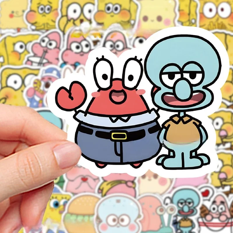 68PCS SpongeBob SquarePants Stickers Cute Q Version Patrick Star Cartoon Mobile Phone Case Water Cup Guitar Stickers Wholesale