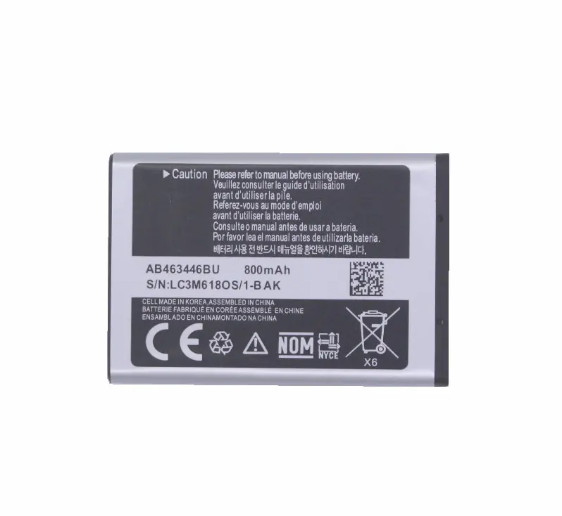 1x 800mAh AB463446BU Battery For Samsung SGH E251 E258 E350 E428 E500 E900 E908 M620 C512 X208 1258 1250 C3300K B189 B309 E339