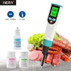 Digital Food PH Meter with KCL Kit 0.01 Resolution High Accuracy Sensor pH Tester for Meat Dough Sausage Cheese Cosmetics Soil