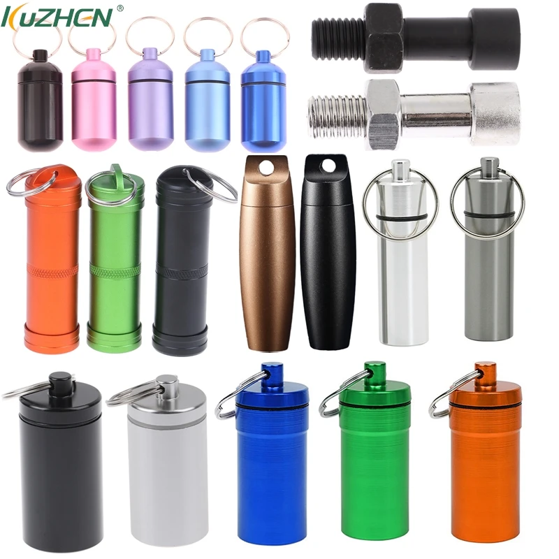 Aluminum Alloy Airtight Pill Container Bottle Portable Outdoor Keychain Single Chamber Capsule Holder Waterproof Medicine Case