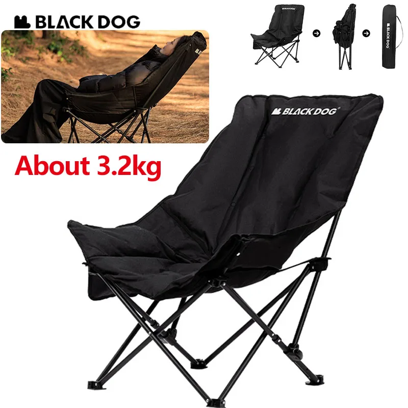 Naturehike BLACKDOG Folding Cotton Recliner Adjustable Carbon Steel Outdoor Camping Portable Thicken Leisure Lounge Moon Chair