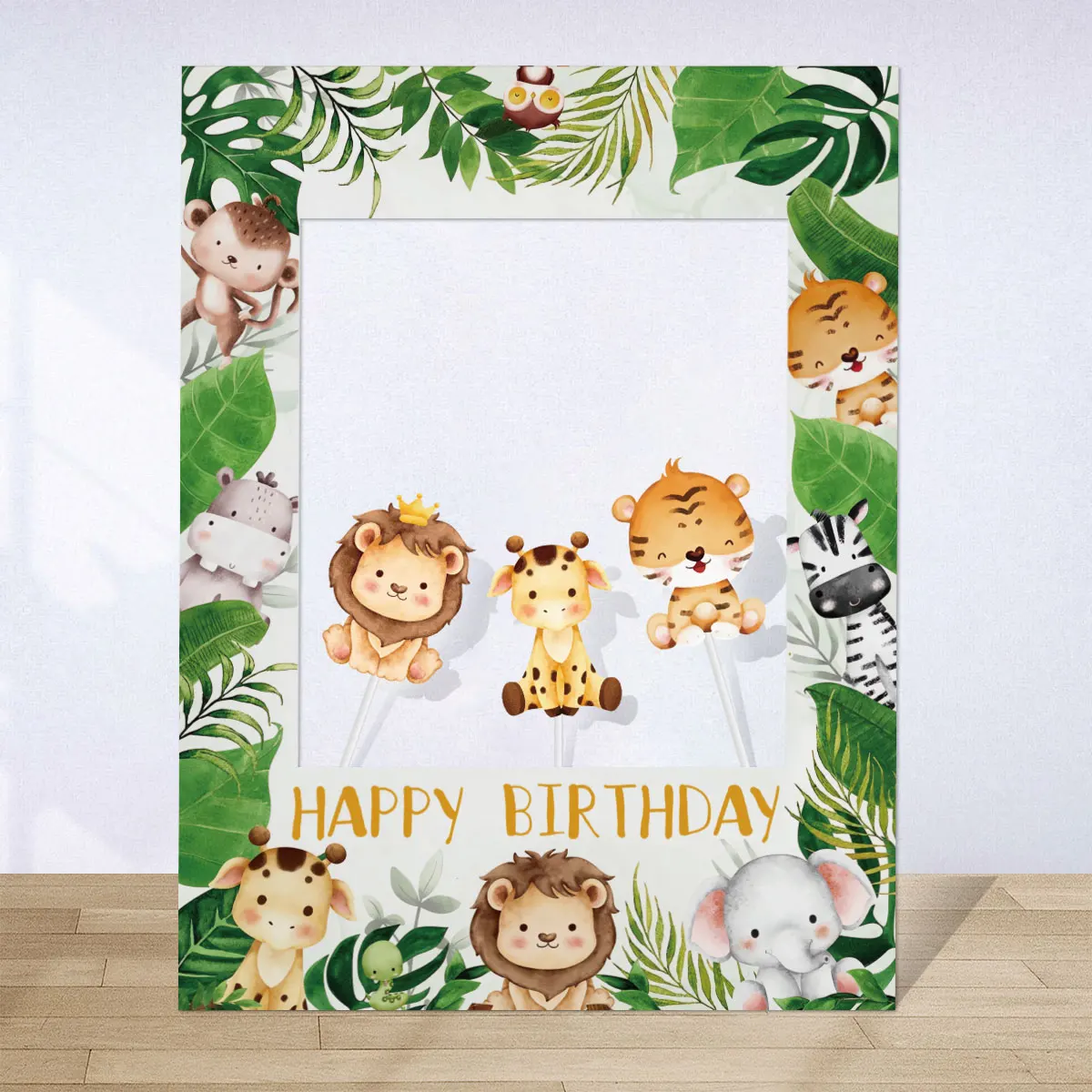 Jungle Animals Paper Frame Photo Props 1st Birthday Decor For Home Kids Baby Shower Wild One Safari Party Supplies Woodland