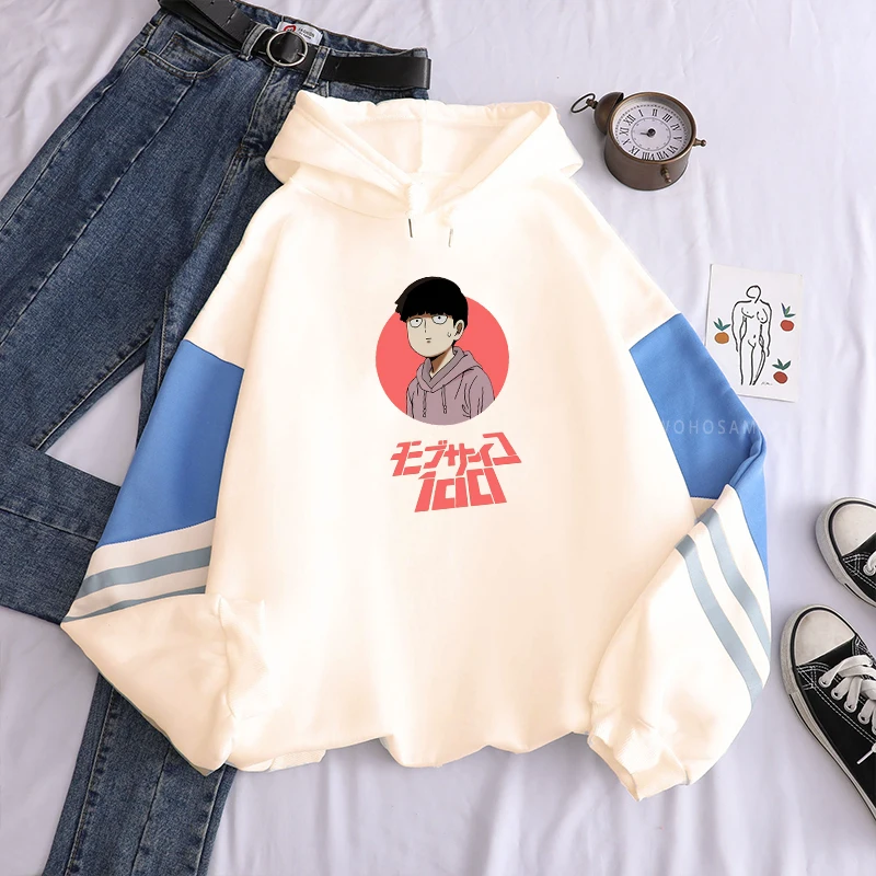 Japan Anime Mob Psycho 100 Hoodies Cartoon Funny Of Boys 100 Digital Graphics Unisex Oversized Winter Keep Warm Patchwork Hoody