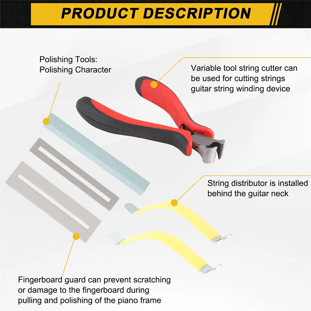 AA-JEClean-Outils de polissage professionnels pour luthier, kit de réparation, coupe-frette, fil, 6 pièces