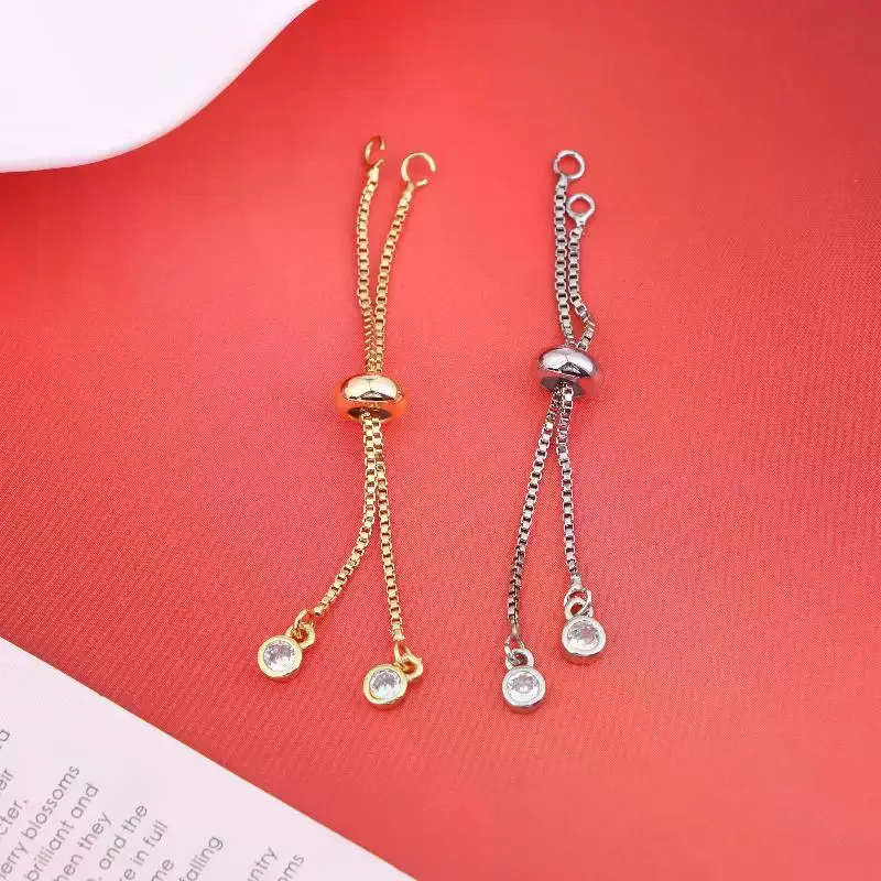 

Adjustable Ring Slider Chain With Rubber Beads DIY Connector Pendants Bracelets Jewelry Making Material