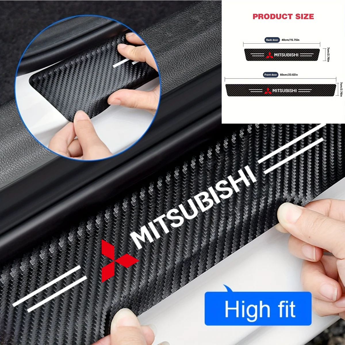 4pc car Carbon fiber threshold sticker Pedal protection sticker For Mitsubishi Outlander Lancer 10 RALLIART Eclipse L200 Pajero