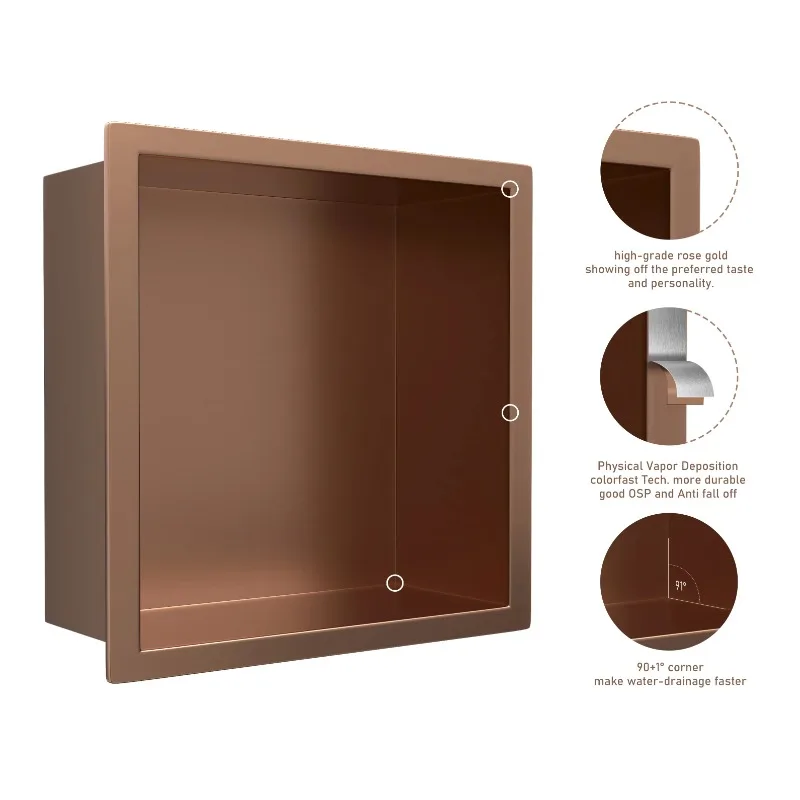 طلاء PVD ذهبي وردي غير لامع 304 من الفولاذ المقاوم للصدأ ملحقات الحمام على الحائط #6