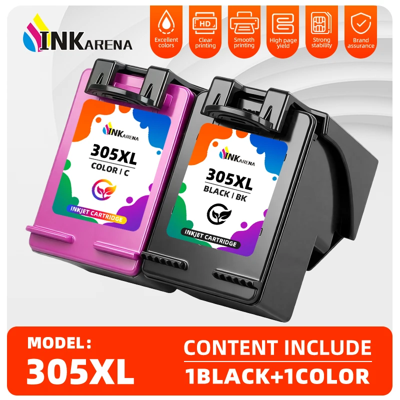 Inkarena 305 XL 305XL Black Tri-Color Remanufactured Ink Cartridge For HP305 For HP Envy Series 6010 6020 6022 6030 6032 6052
