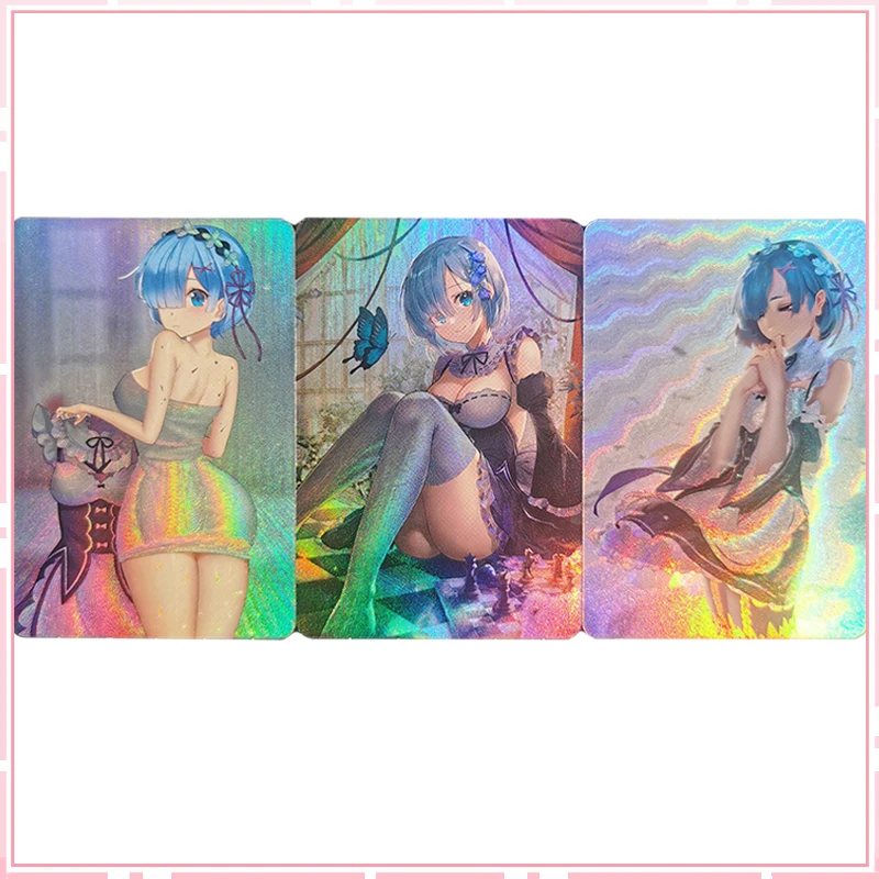 In Stock 3Pcs/set Re: Life in A Different World From Zero Rem Maid Outfit Loungewear Kawaii Anime Girl Game Collection Cards Toy