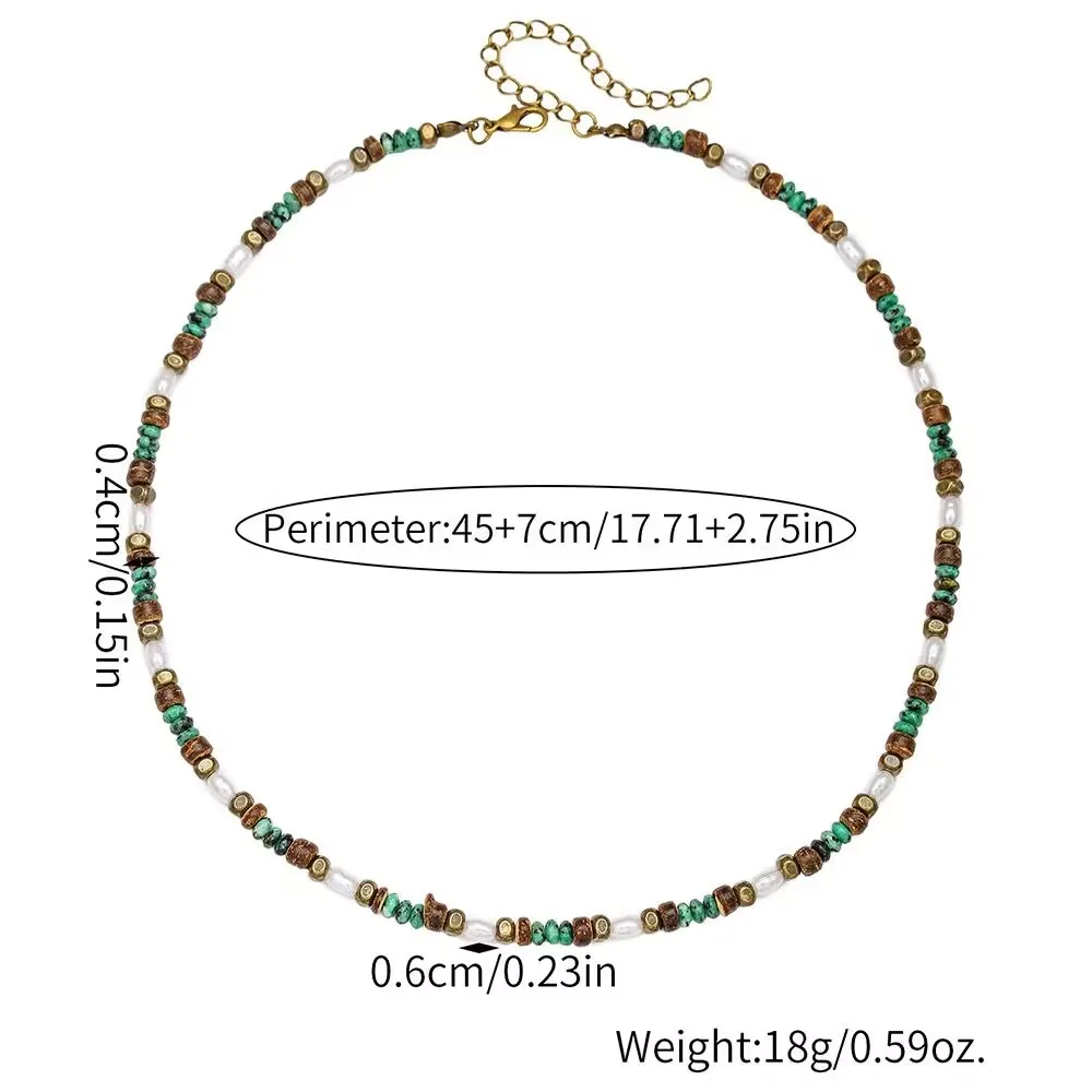 1PC Collana di perle artificiali etniche da uomo estivo per uomo Perline di legno vintage Collana di perline di turchese africano artificiale da uomo