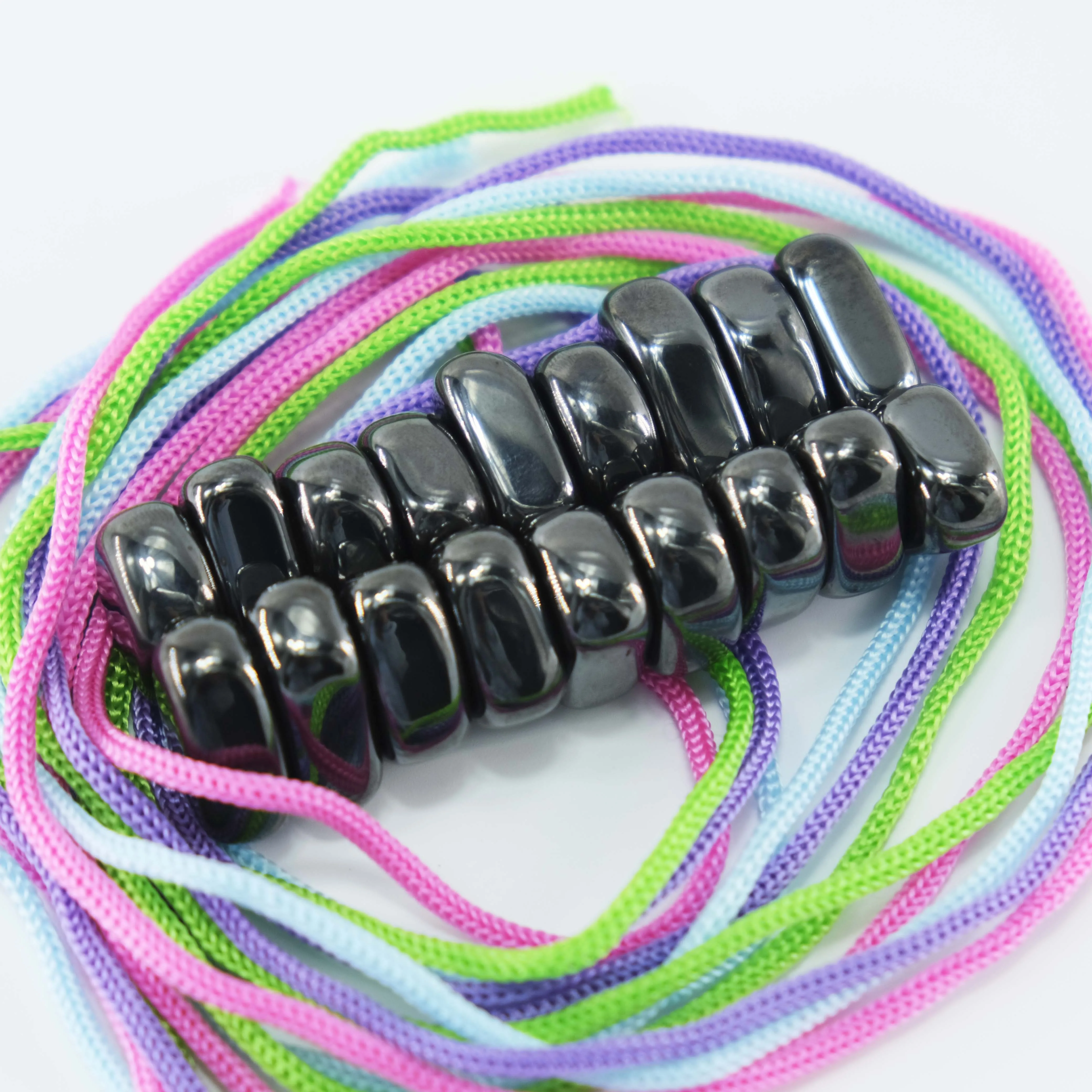 18pcs Colorful Rope Set Magnet Polished Irregular Black Lodestone Multi Functional Magnetic Block Relieve Stress Fridge Magnets