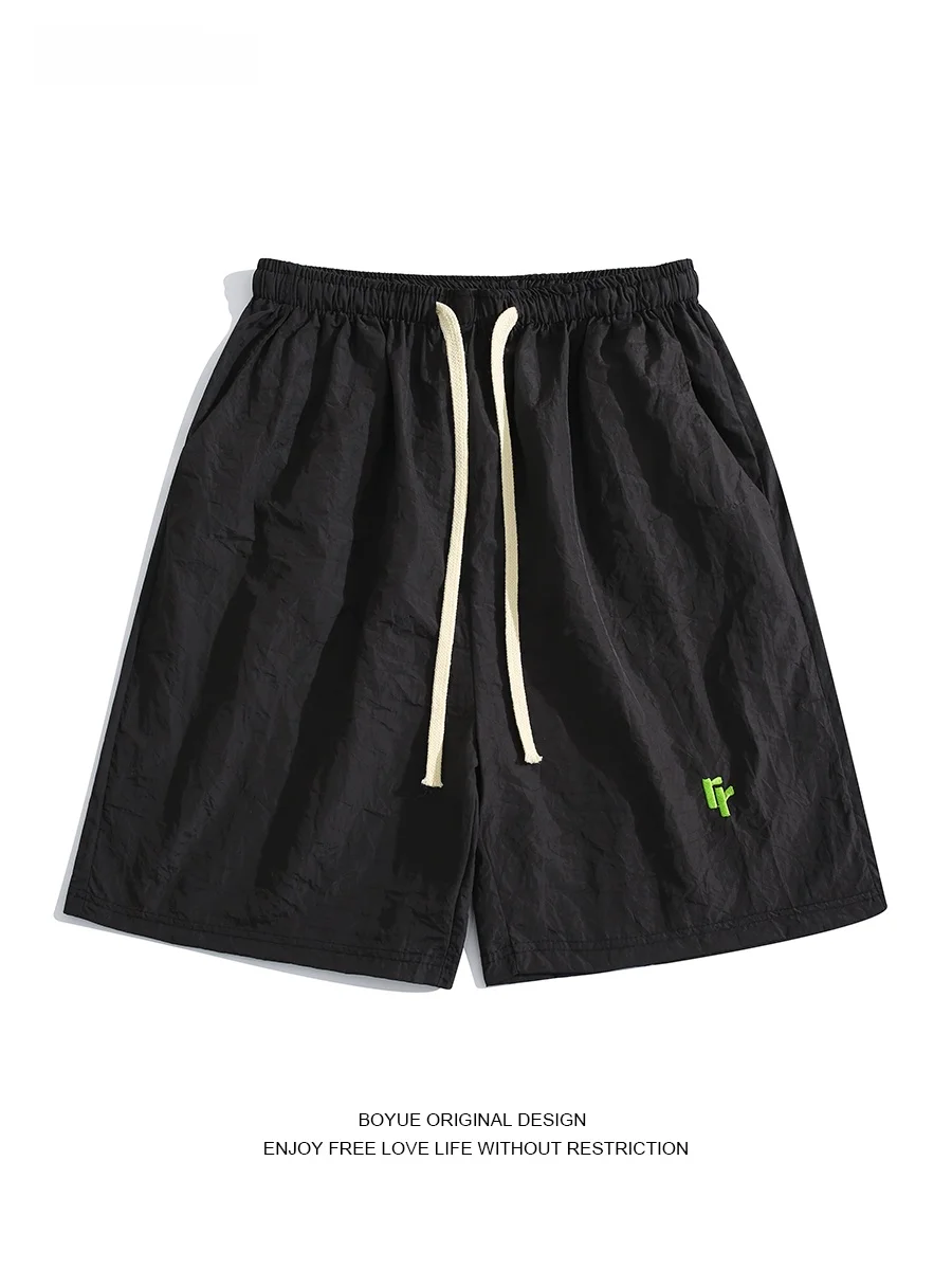 

Boyue American Sle Ice Silk Qui Dry Baskeall orts Men's Casual Pants Summer Youth Faion Straight Leg Five-Quarter L...