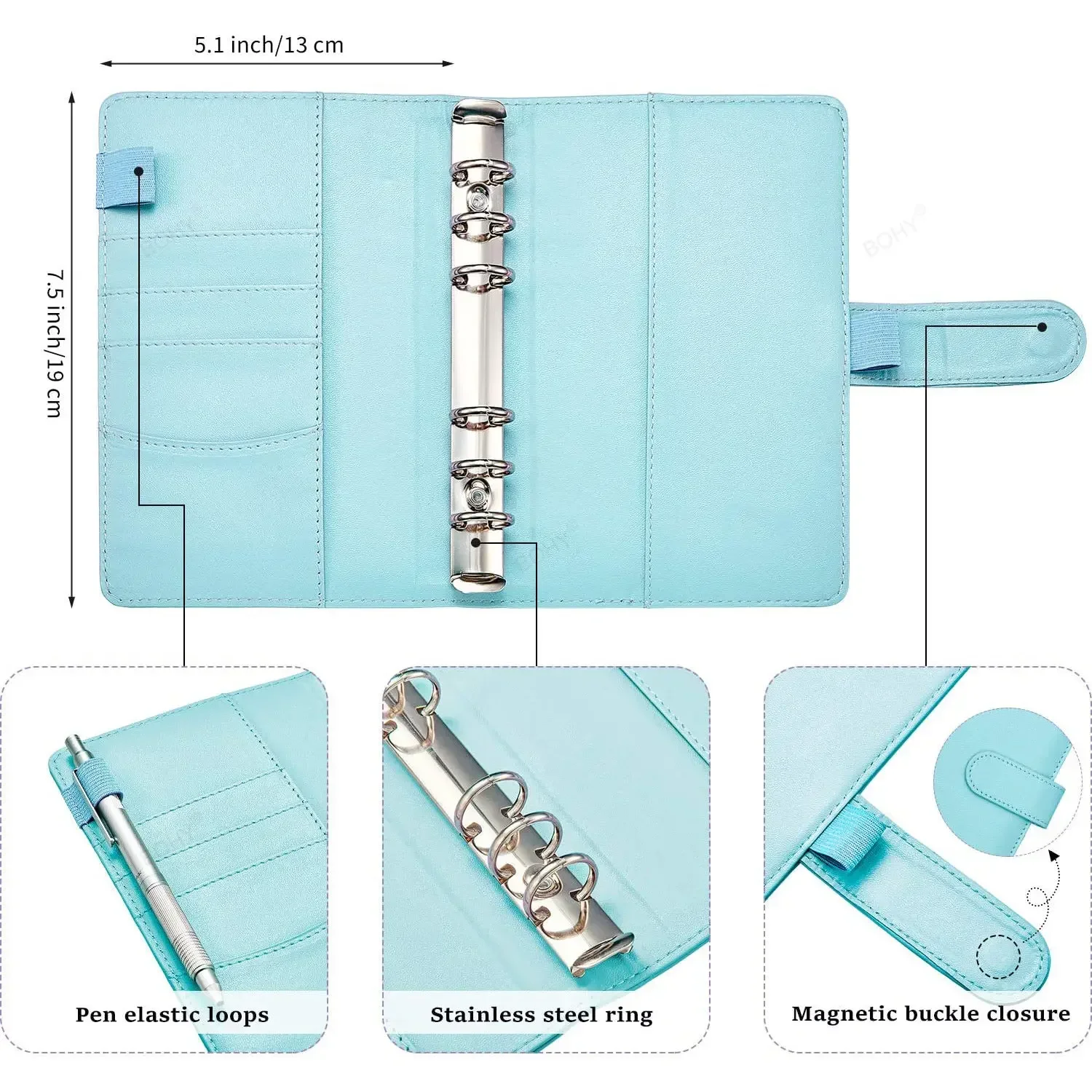 Imagem -04 - Leather Orçamento Planejador com Bolsos a6 Binder Folhas de Despesa Notebook Caixa Envelope Organizador System Clear Zipper Acessórios pu