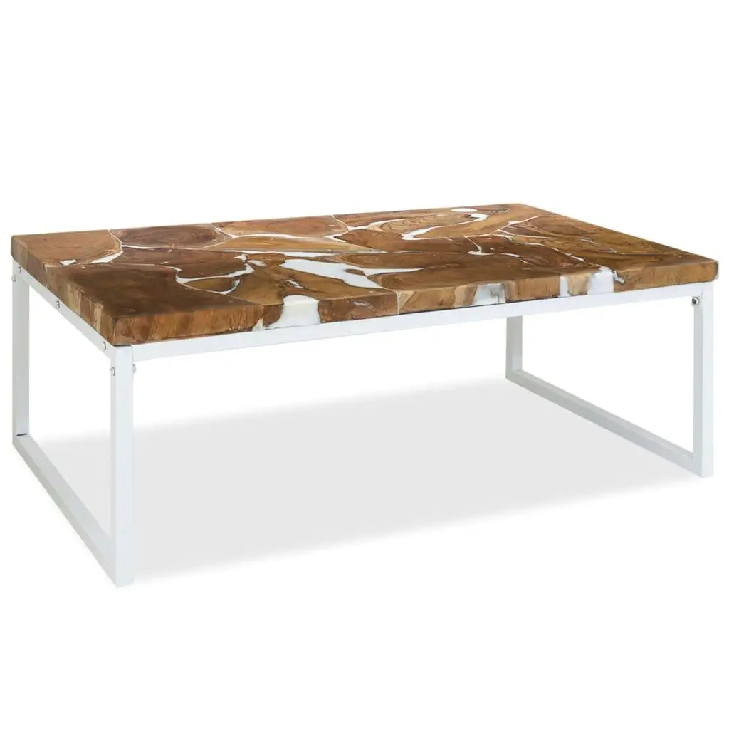 Teak Resin Coffee Table 43.3x23.6x15.7 - Stylish Modern Living Room Furniture