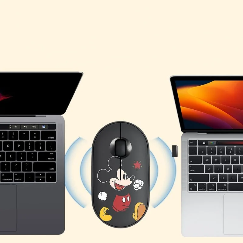 ماوس بلوتوث لاسلكي لطيف الكرتون ميكي ماوس عمر البطارية الطويل USB بلوتوث ثنائي الوضع ماوس صامت للكمبيوتر المحمول