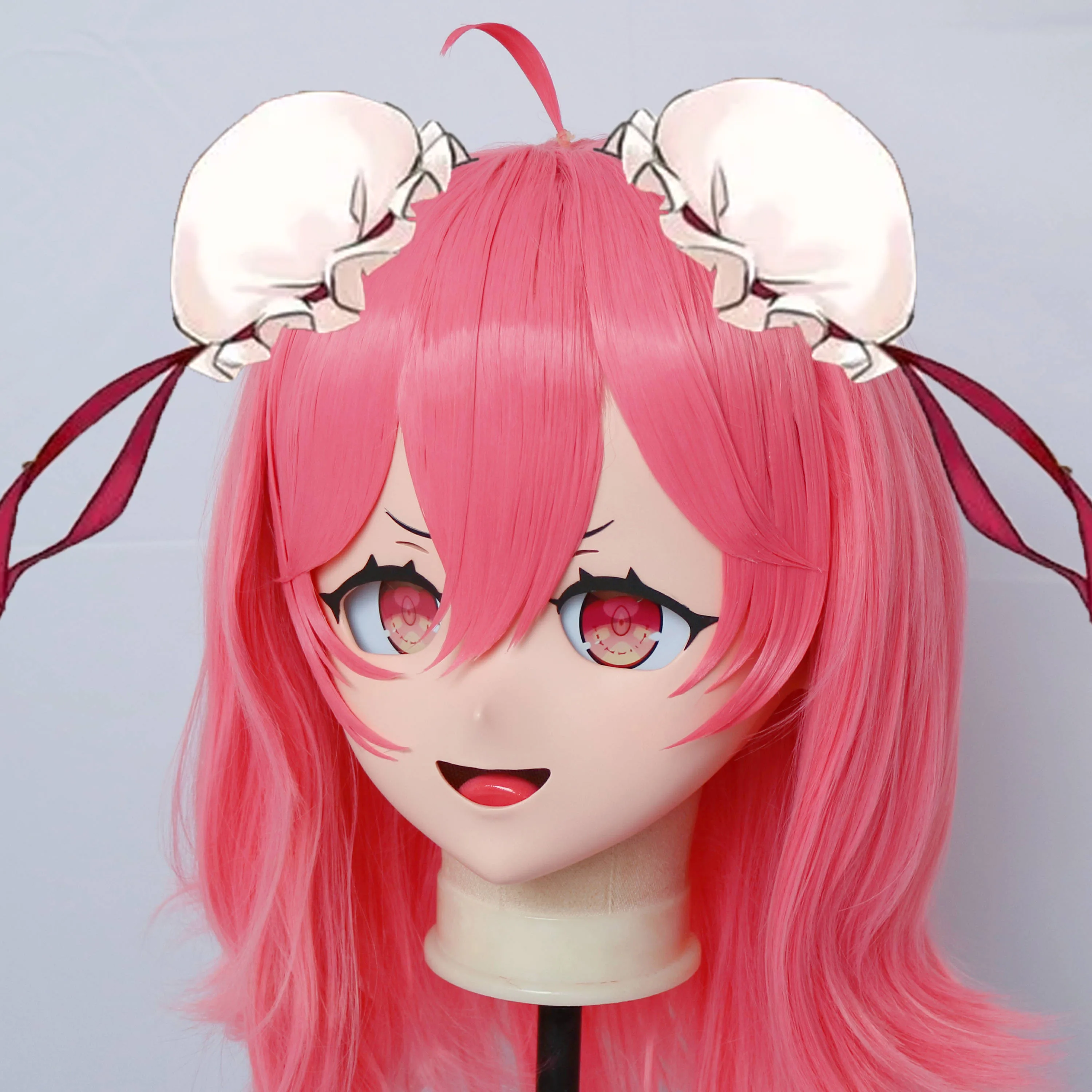 (L08)Handmade Silicone Custom Full Head Mask with Backshell Crossdressing Anime Tōhō Project Ibaraki Kasen Kigurumi Cosplay Mask