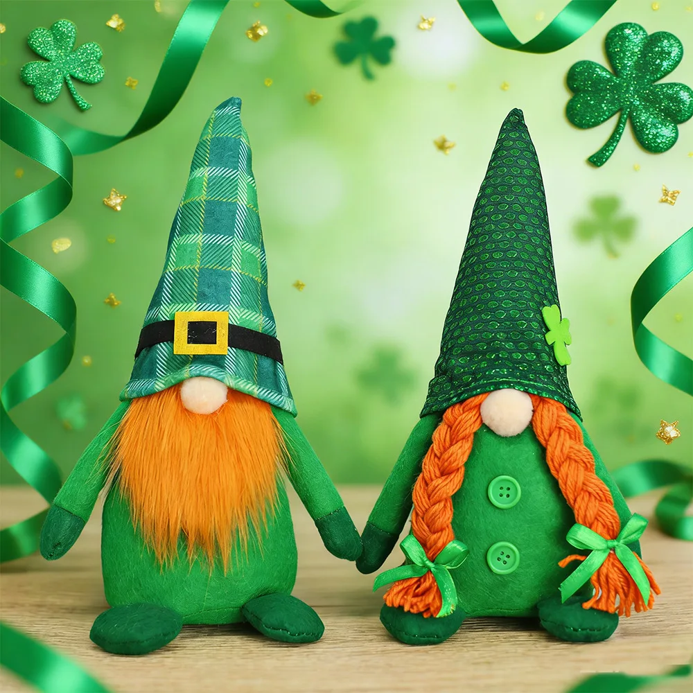 2PCS Valentine's Day Gnome Faceless Doll San Patricio Accessories Clover Rudolph Irish Festival Day Ornaments Gift