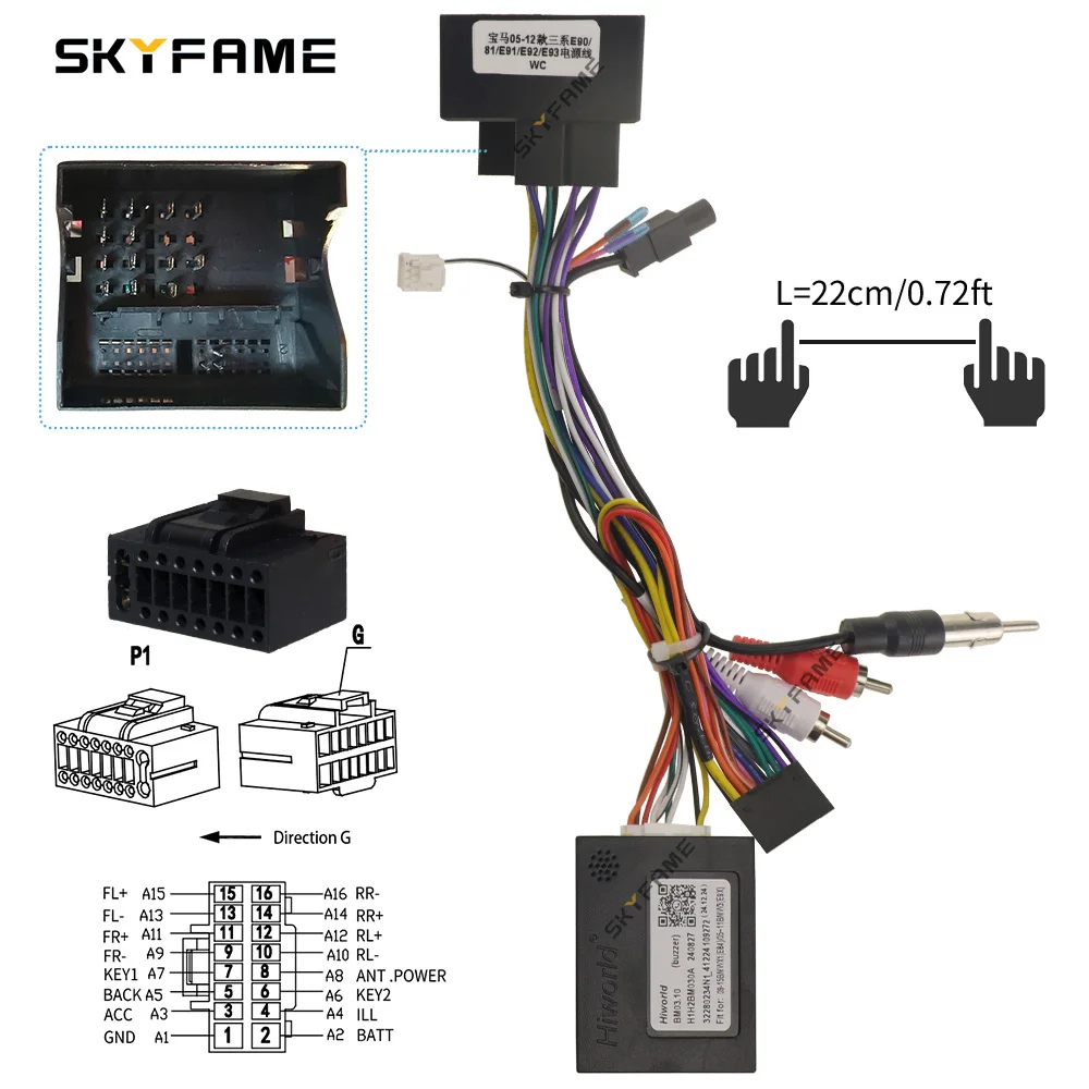 SKYFAME 16Pin Xe Dây Android Đài Cáp Xi Nhan Canbus Hộp Bộ Giải Mã Cho BMW 3 Series E90 E91 E92 M3 x1 E84 BM03.10