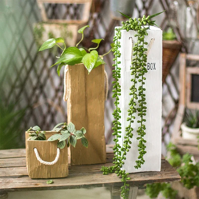 Florero De bolsa De papel Kraft con asa, florero De escritorio para jardín y hogar, decoración para el hogar, jarrones para el hogar dе kuр для elemма