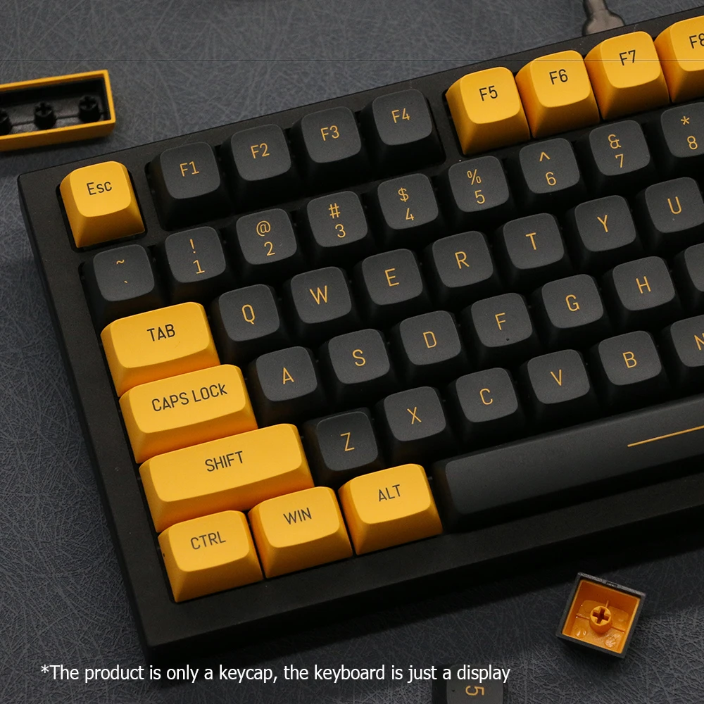 

149 Keys Similar Cherry PBT Double Shot Keycaps For Mx Switch Mechanical Keyboard Double Color Injection Black Yellow Keycap