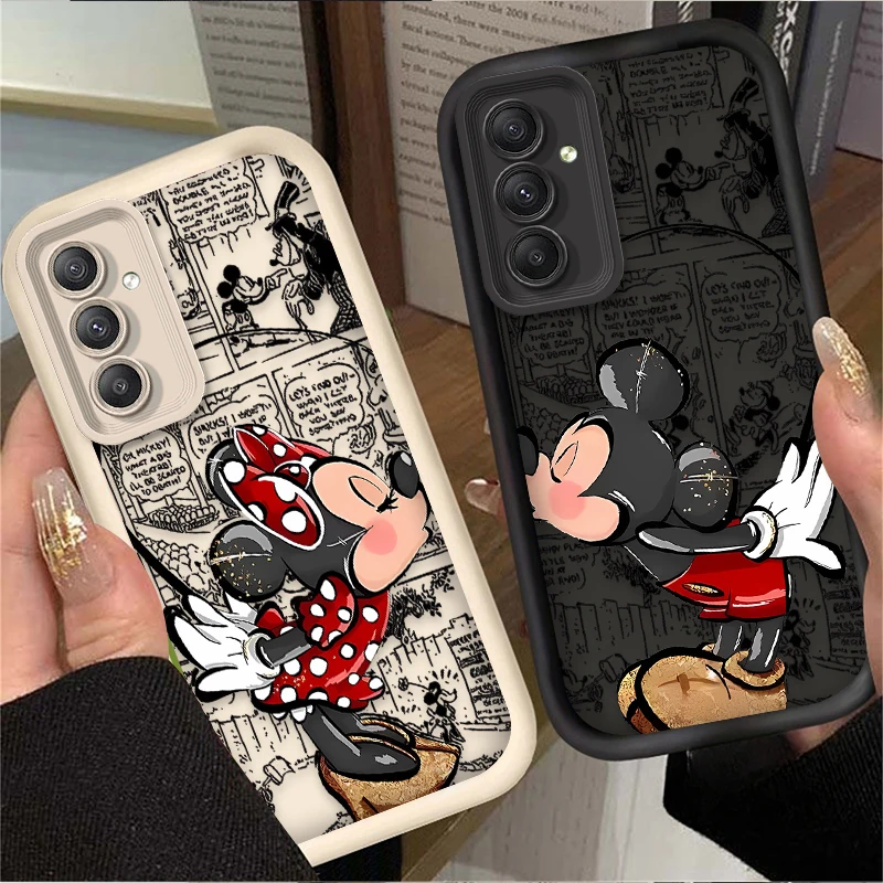 Disney Mickey Minnie Phone Case For Samsung Galaxy S24 S23 S22 S21 Ultra Plus FE A54 A34 A14 A73 A53 A33 Liquid Silicone Cover