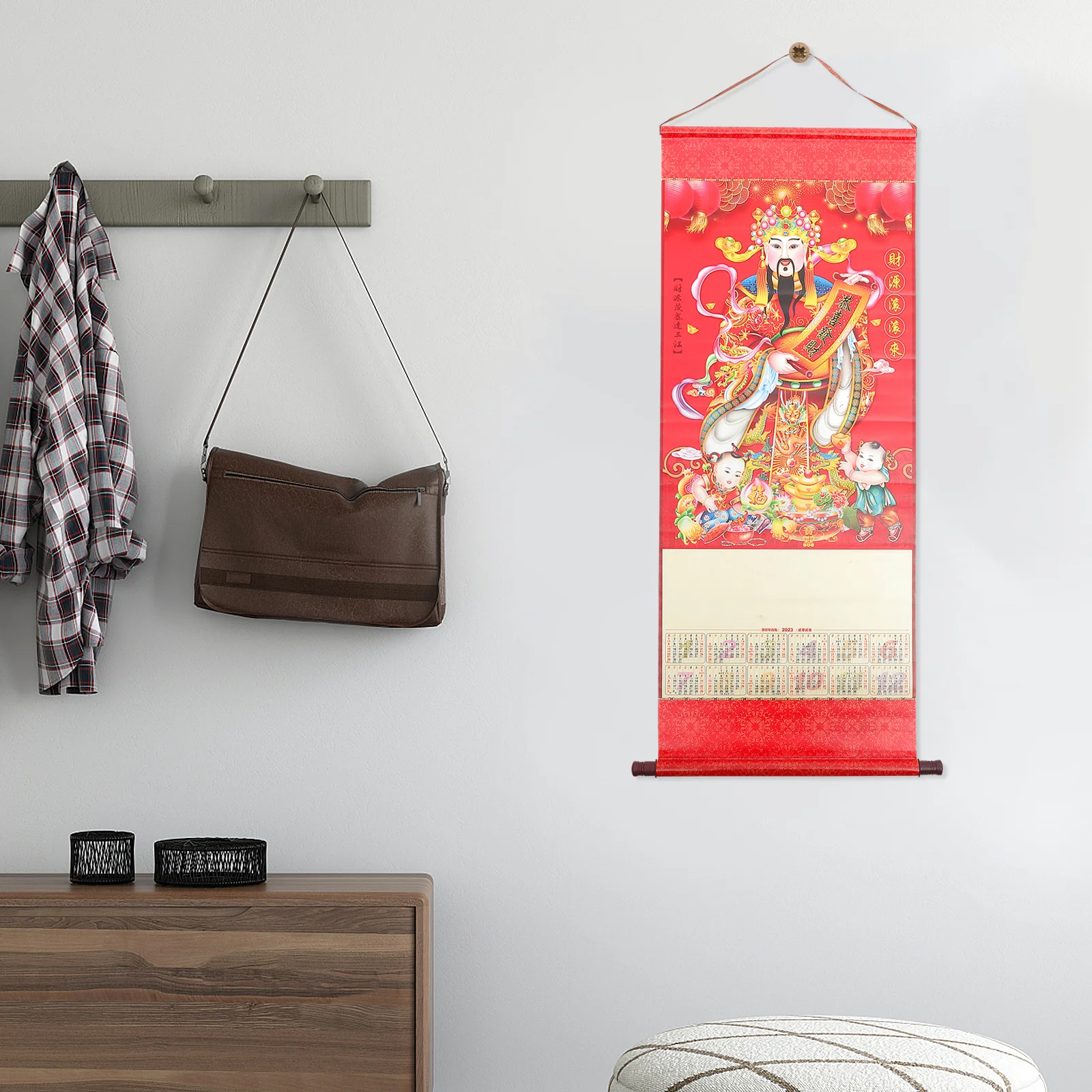 Kalender Dinding Tradisional Tiongkok Tahun Kelinci 2023 Dekorasi Gantung Mudah Dibaca dengan Kotak-kotak Hadiah Tahun Baru Kalender Gantung