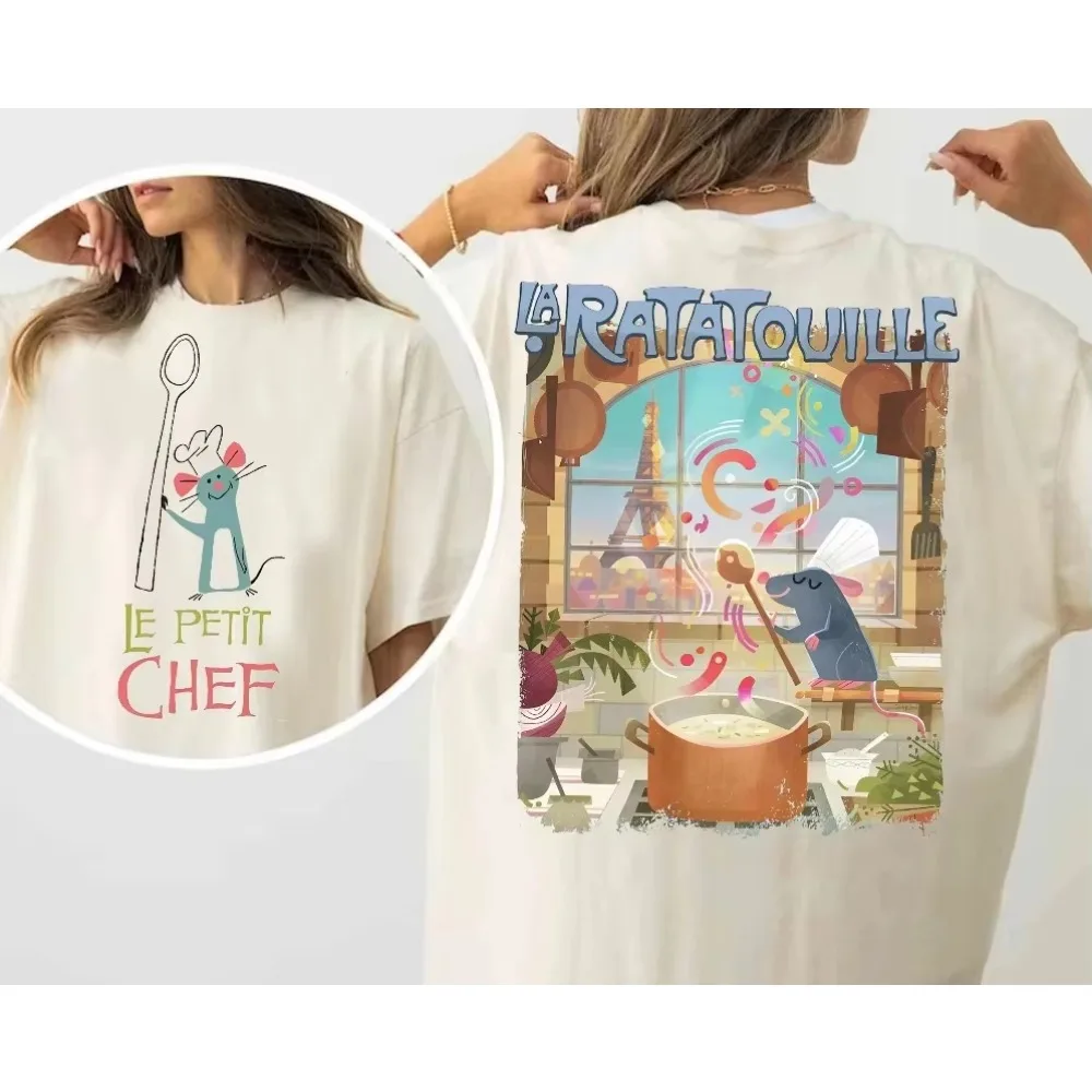 2025 صيف جديد ريترو 2-الجانب ديزني بيكسار راتاتوي قميص لطيف ريمي ليتل الشيف كوك تي شيرت ريمي راتاتوي مغامرة المحملة #1