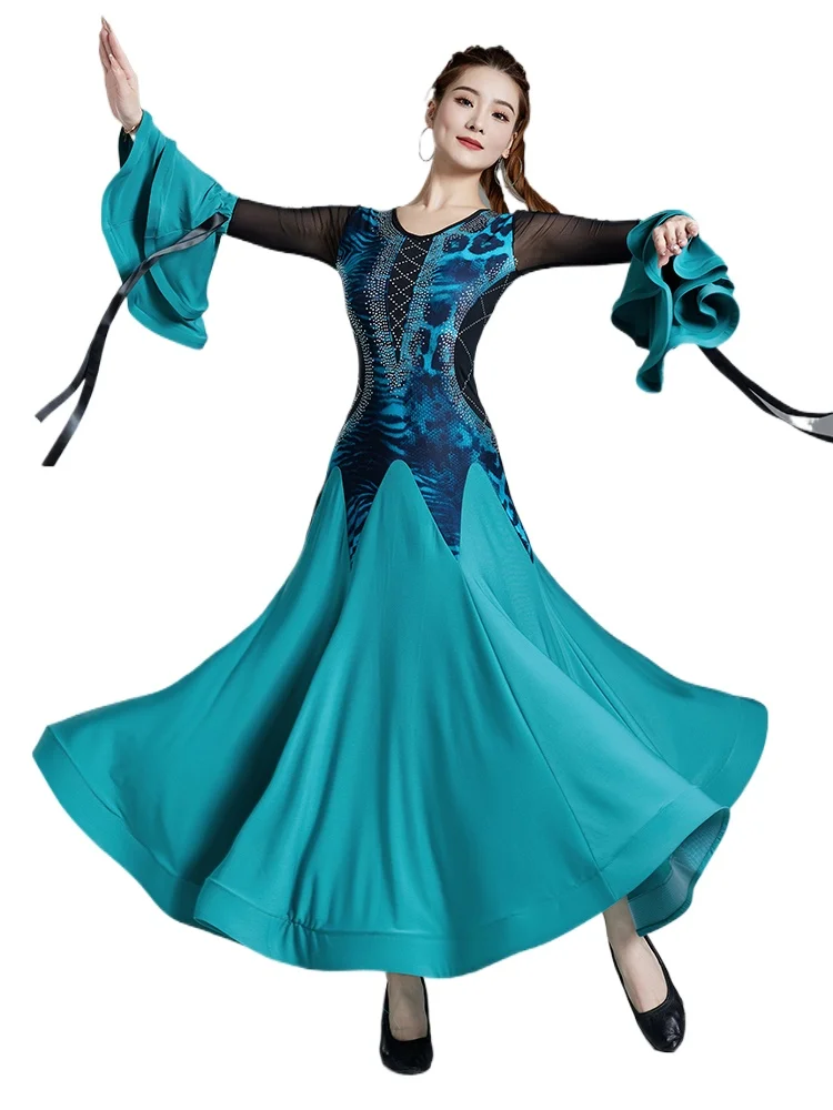 2024 Modern Dance Dress Professional Competition Performance National Standard Waltz Dance Dress 7199