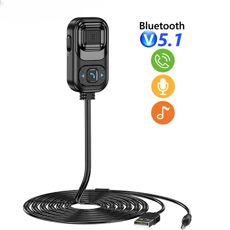 

Wireless Audio Transmitter Receiver Siri Voice Assistant 3.5MM AUX USB Adapter Bass Bluetooth 5.1 Handsfree Car Kit