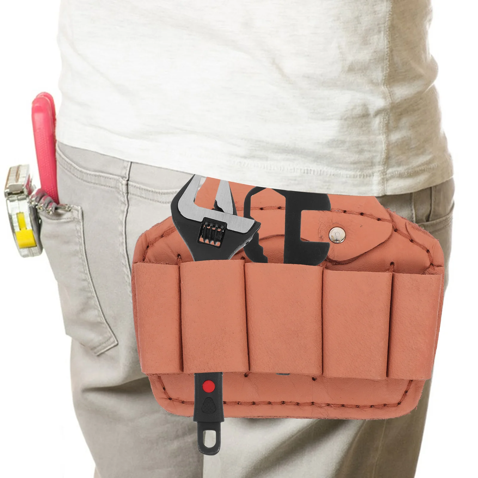 

Shelf Wrench Case Tool Pouch Electrician Holder Brown Belt Bag Durable Organizer Clip On Tool Carrying Lightweight
