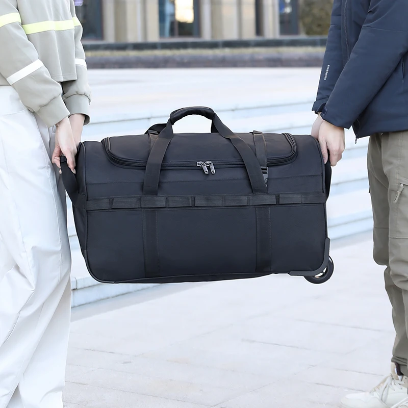Heavy-Duty กระเป๋า Duffel ล้อเลื่อนกันน้ําแบบพับได้พร้อมสายสะพายไหล่ปรับได้และกระเป๋าสําหรับ Travel GYM