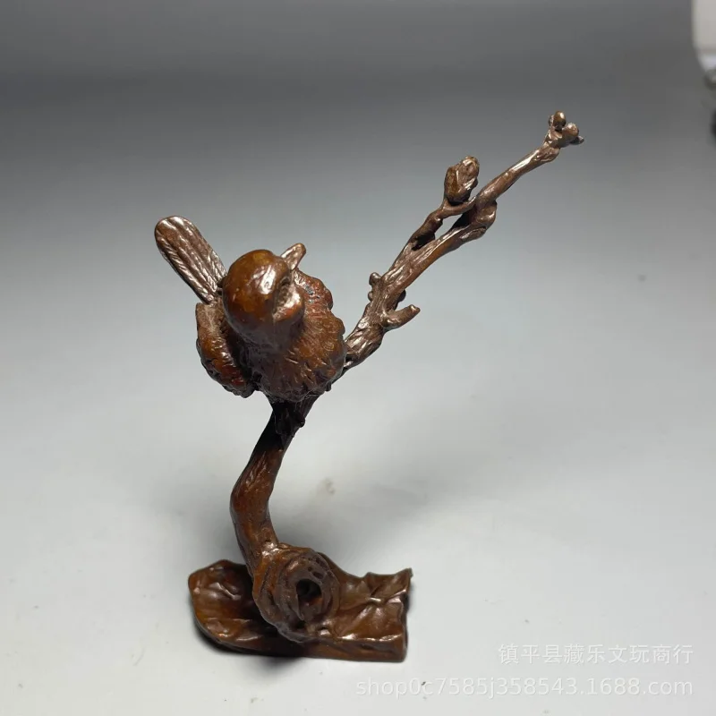 Auspicious ornament, antique relief sculpture of magpie perching on plum blossom, a mascot of good fortune, home decor sm