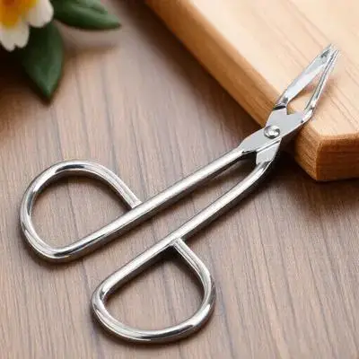 Pinça de sobrancelha de aço inoxidável prateado, 85cm, ponta inclinada, remoção de pelos faciais, ferramenta profissional, pinça de cabelo facial