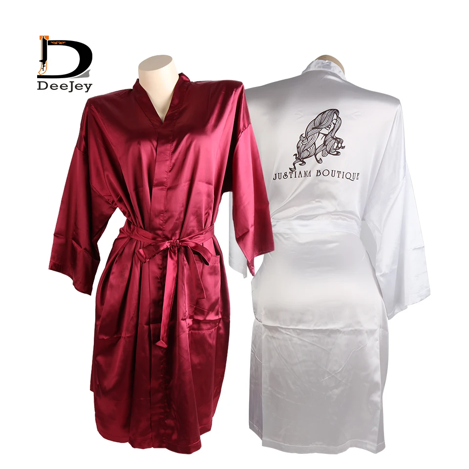 

Customized Satin Spa Silk Robes Client Wrap Salon Robe Hairdressing High Quality Luxury Bathrobe Women Spa Shower Robe