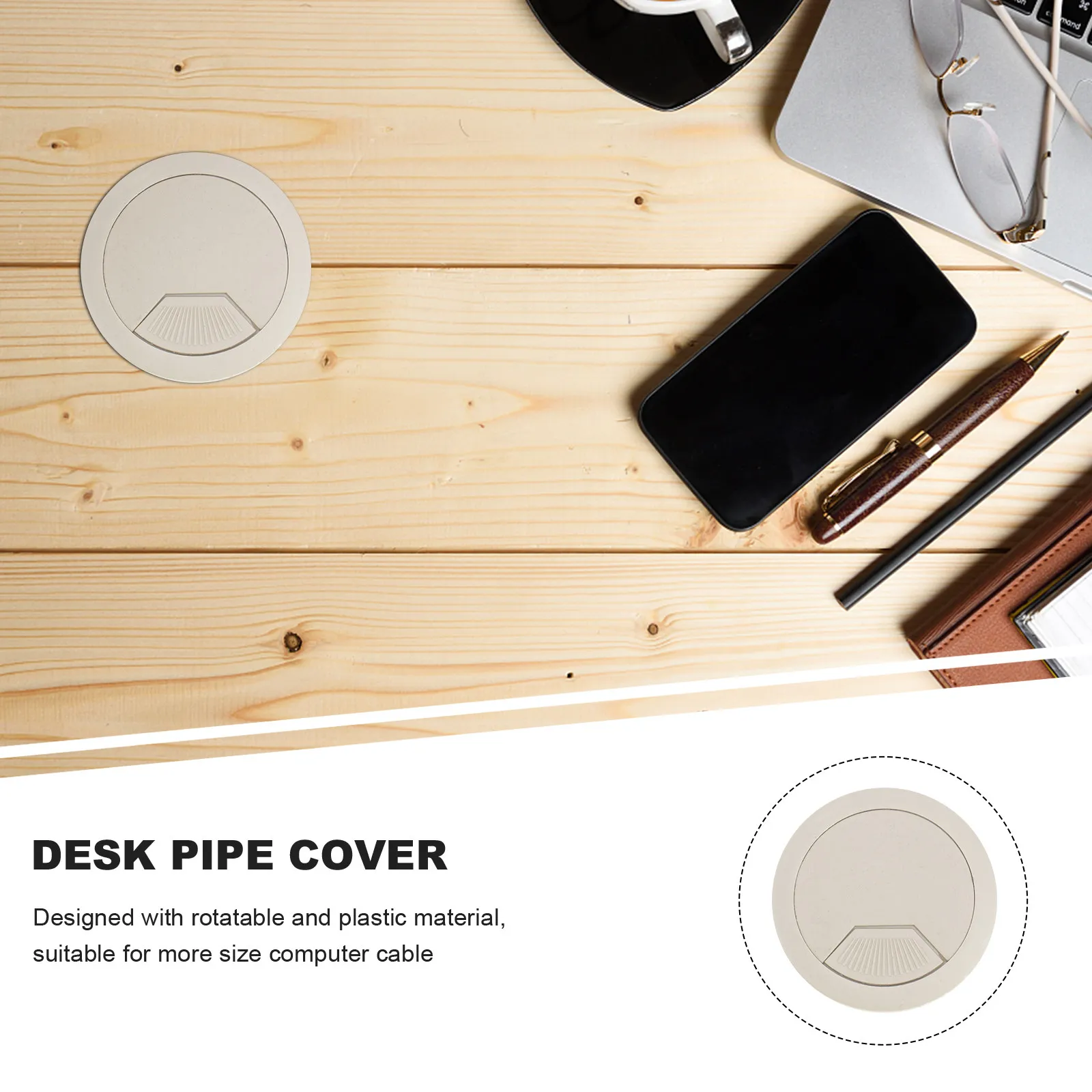 10Pcs 53mm Plastic Round Grommet Cable Cover for Computer Desk Office Home Hotel Bank Desk Grommet Cable Cover
