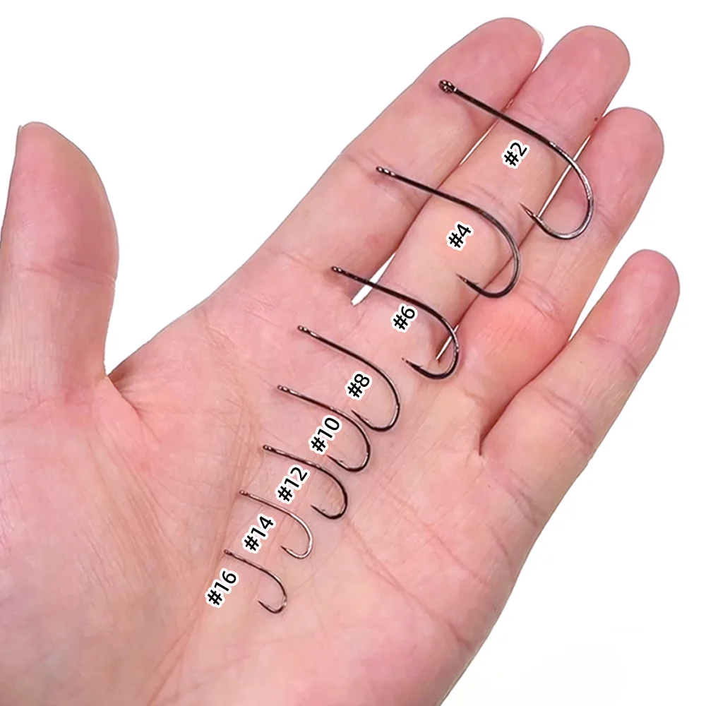 Vampfly 50pcs #2-#16 High Carbon Steel Streamer Fly Tying Hook for Squid Minnow Tube Fly Woolly Buggers Trout Bass Fishing Lures - view 6