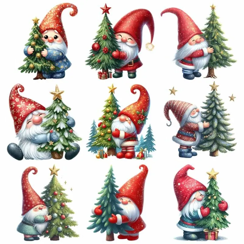 

Funny White Beard Christmas Elf Iron On Patches For Clothing Diy Iron Transfer Fusible Sticker Custom On Clothes Heat Press