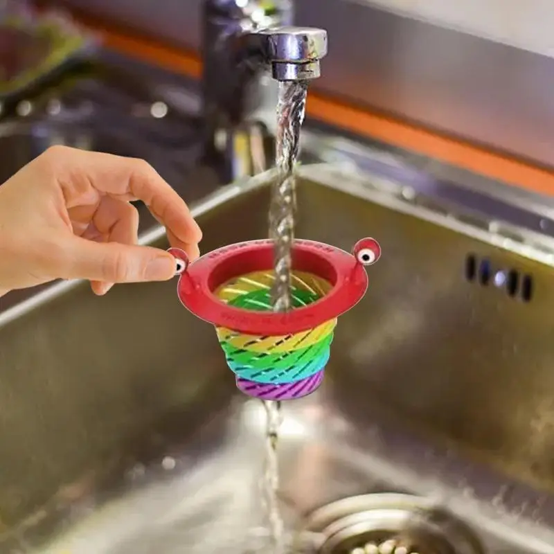 Kitchen Drain Strainer Foldable Sink Food Filter Anti Clogging Basket Rainbow Color Filter Basket Kitchen Gadgets For Home