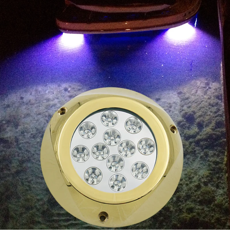 120W High Brightness Surface Mounted Bronze Housing 24VDC IP68 RGB RGBW Remote Control Yacht Marine Boat LED Underwater Light