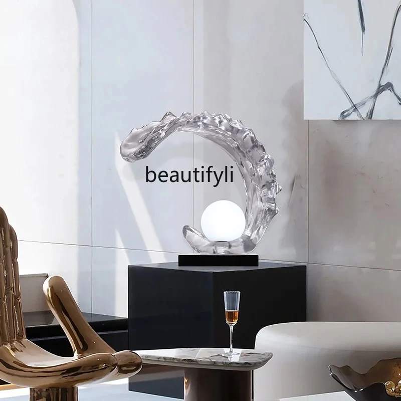 

Art Modern Light Luxury Transparent Resin Ornament Hotel Lobby Model Room Lobby Floor Decoration