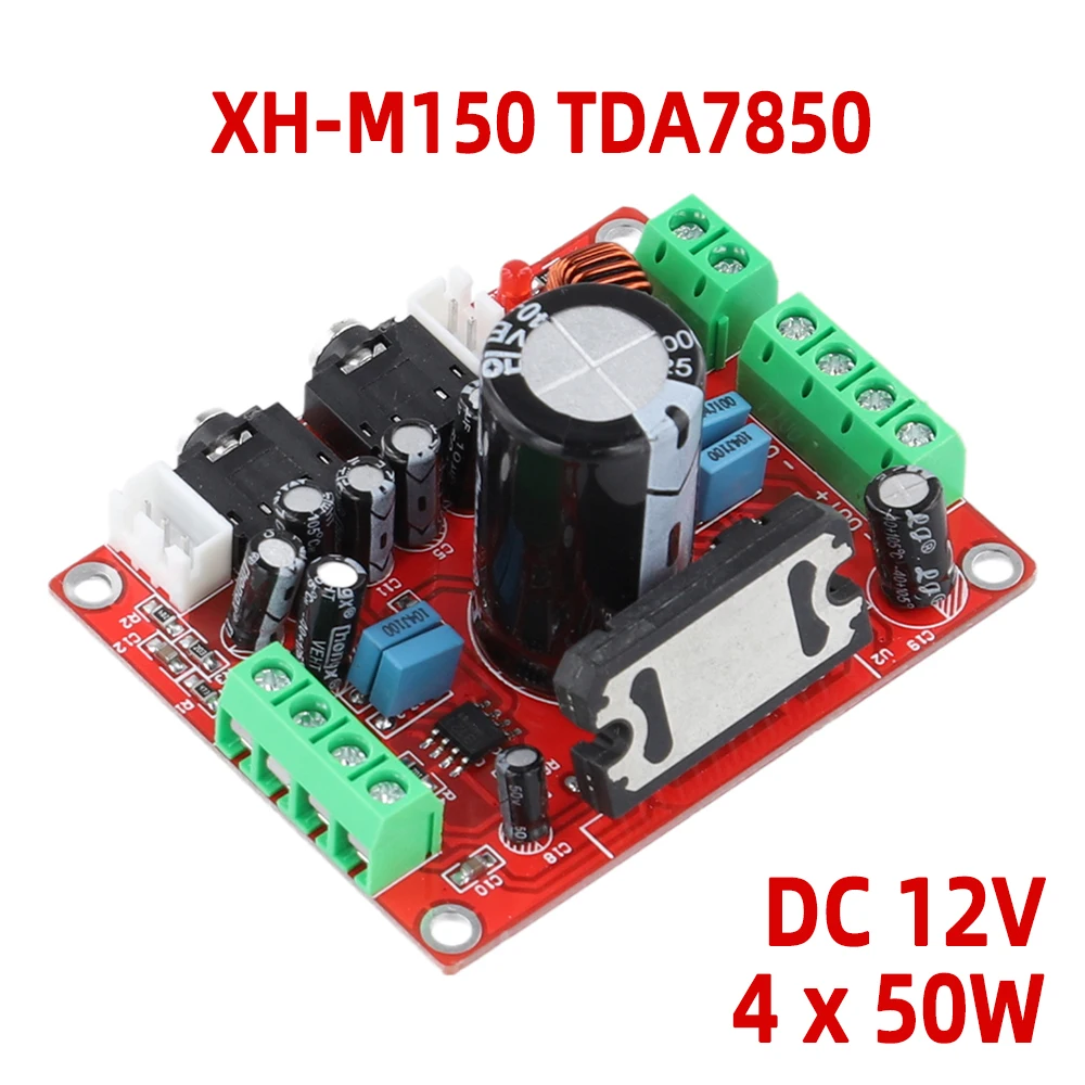 XH-M150 4 Channel Car Audio Power Amplifier Board 4x50W TDA7850 High Power Car Audio Amplifier Board with BA3121 Noise Reduction