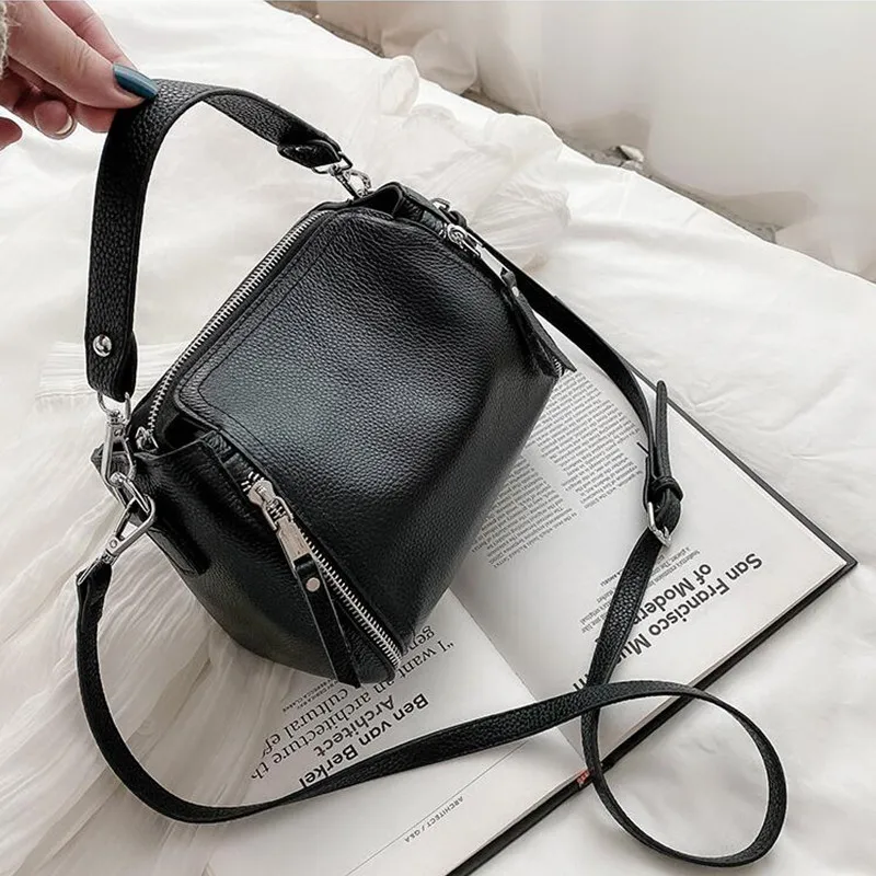 2023 New Genuine Leather Handbag Designers Women Messenger Bags Females Bucket Bag Leather Crossbody Shoulder Bag Handbag Bolsa