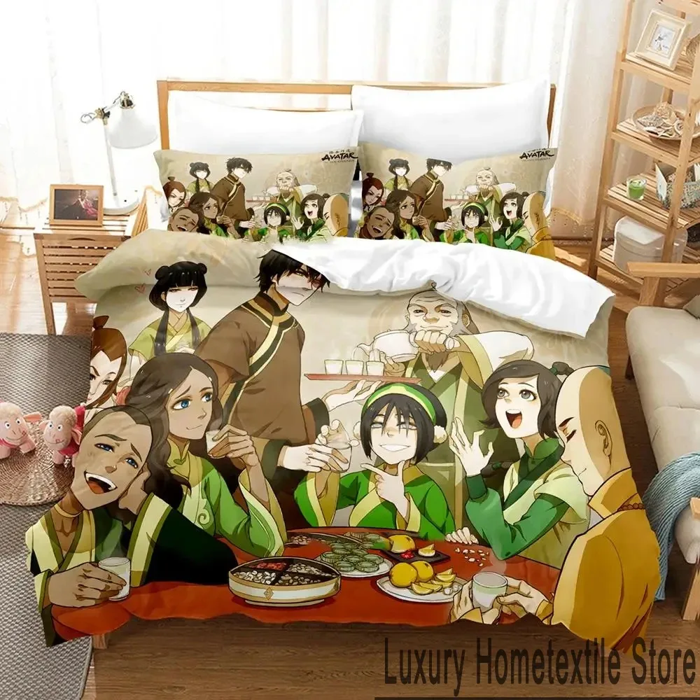 Cartoon Avatar The Last Airbender Bedding Set Duvet Cover Bed Set Quilt Cover Pillowcase Comforter king Queen Size Boys Adult