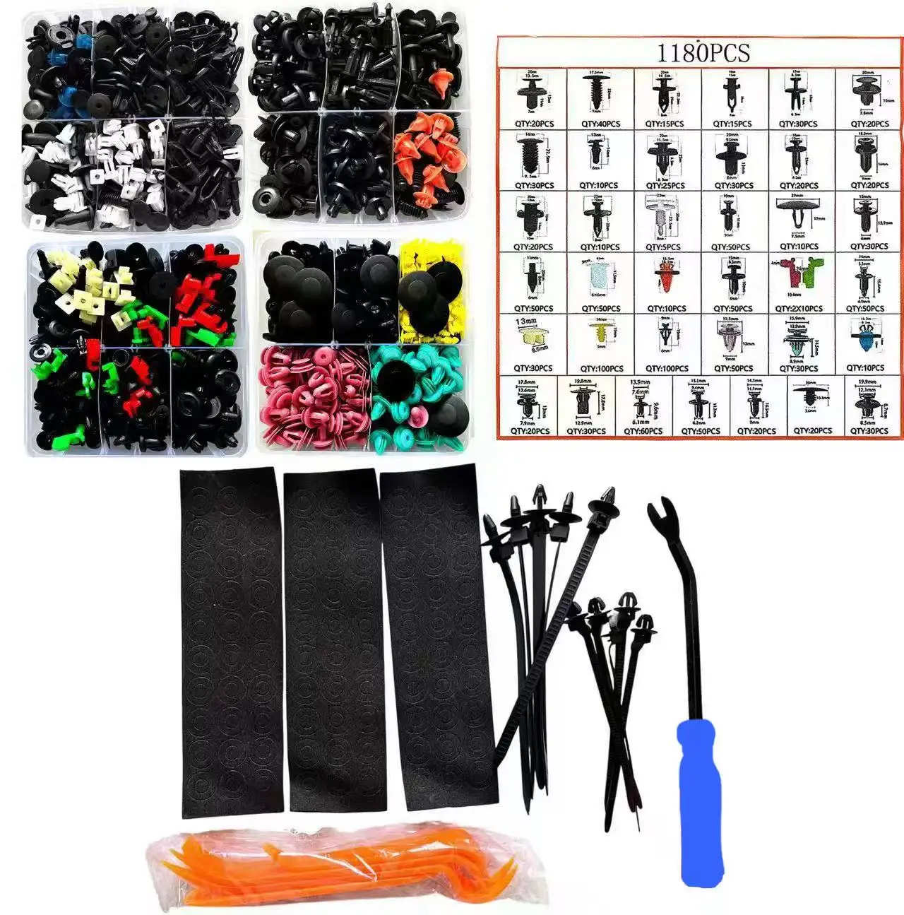 1295pcs Auto Clips Car Fastener Kit Push Retainer Pin Rivet Bumper Fender Door Trim Panel Retainer Clips Universal for Most Cars