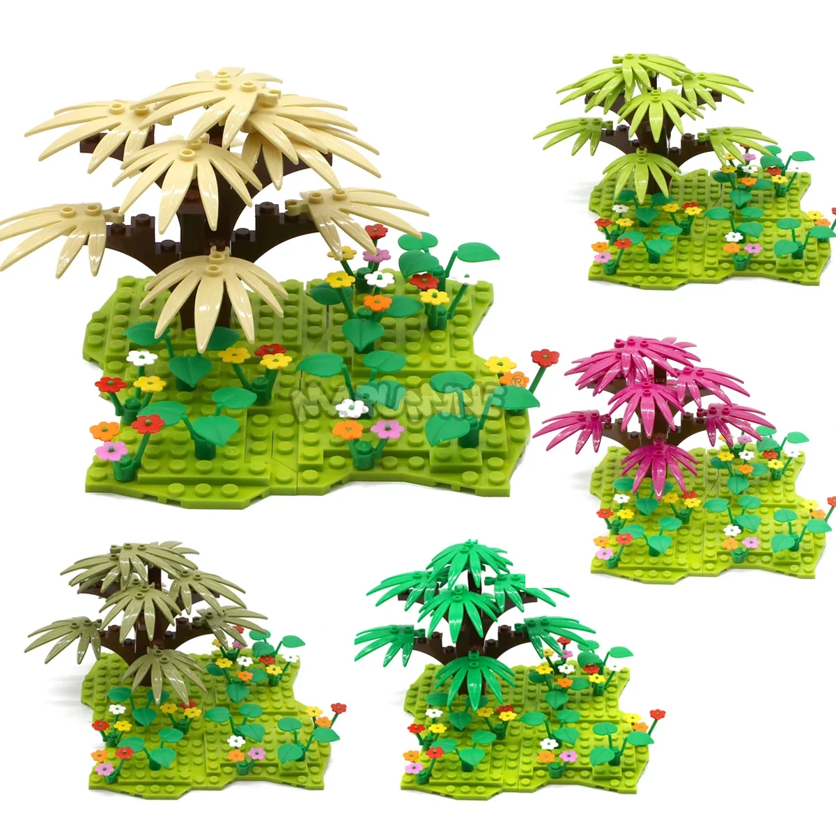 Marumine 21PCS MOC Building Bricks Tree Sets Natural Jungle Blocks Plant with leaf 30239 City Street View Model Kit Toys