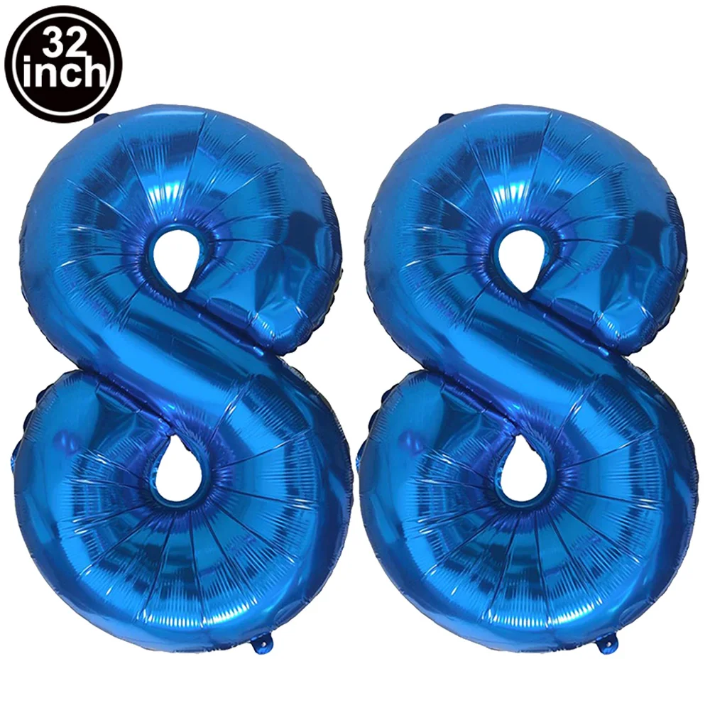Blauer Ballon mit großen Zahlen, 32 Zoll, 0, 1, 2, 3, 4, 5, 6, 7, 8, 9, Geburtstag, Bachelorette-Luftballons, Figur, Golob-Party-Ballon-Dekoration